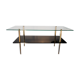 Table basse double plateau de verre et métal doré, 1950
