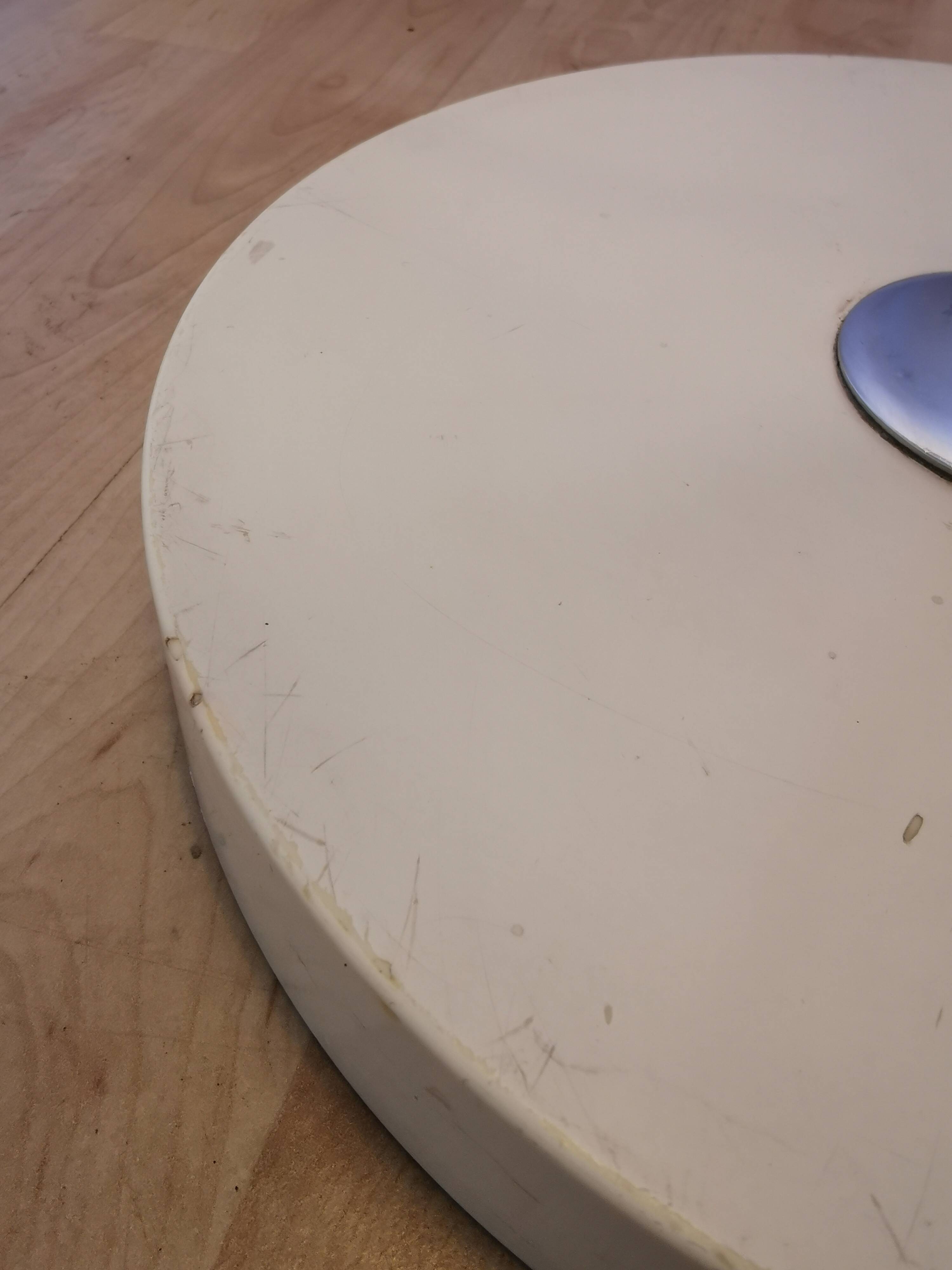 Vintage 1970s Mushroom Floor Lamp: Chrome & White Plastic, Retro Lighting