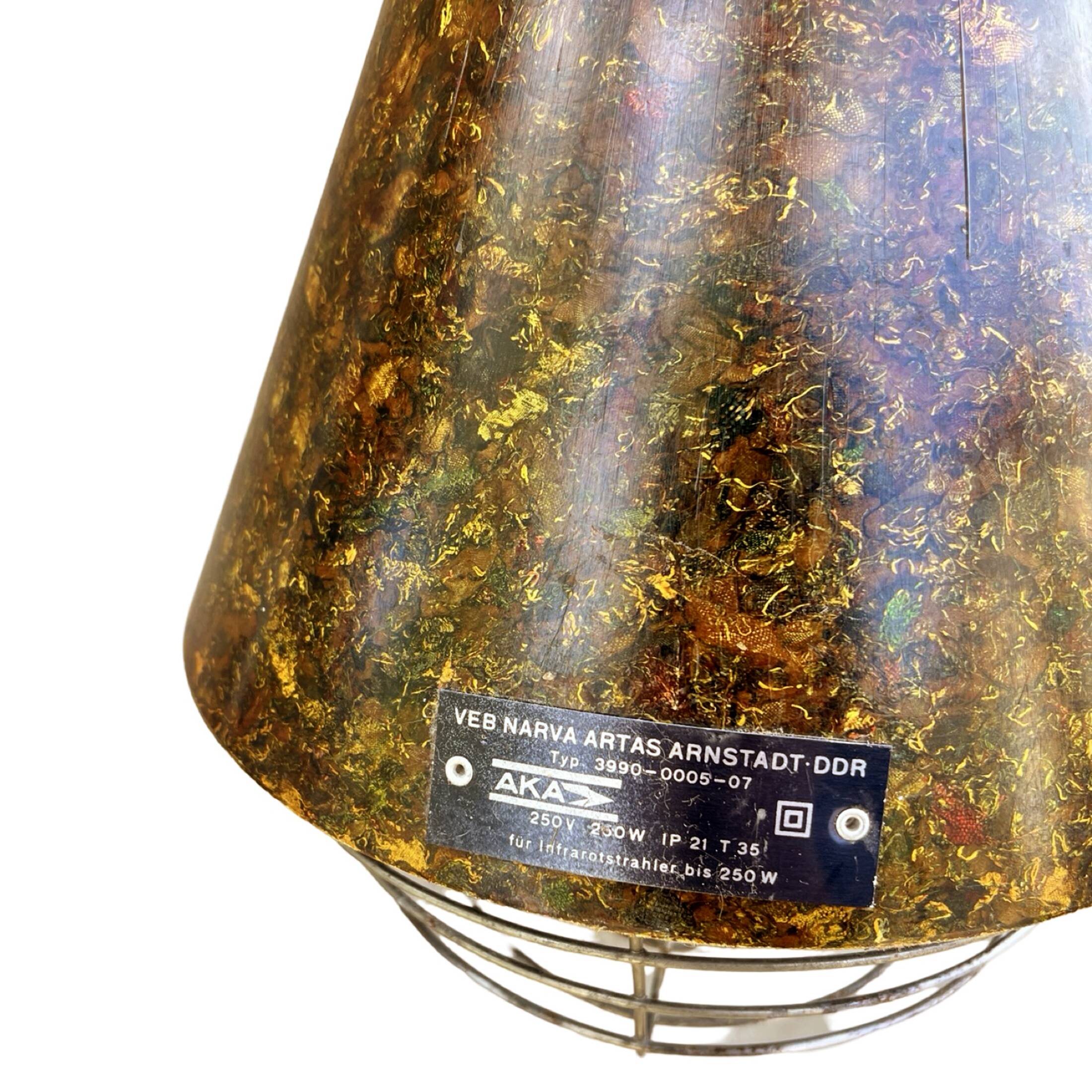 Industrial hanging lamp, heating, Narva Leuchen, Germany, 1970s.