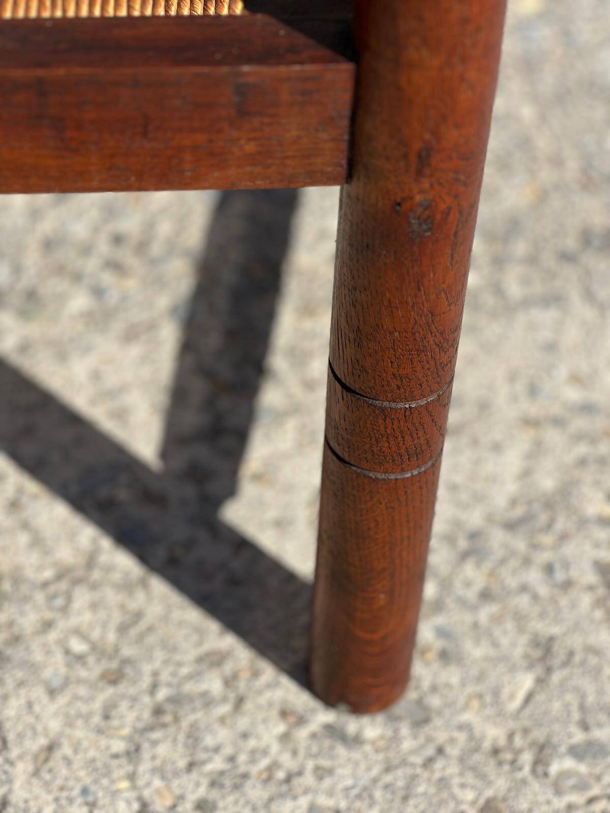 Paire de fauteuils bois et paille, travail français  1960