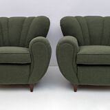 Attributed Guglielmo Ulrich Art Deco Italian Bouclé Armchairs, 1940s, Pair
