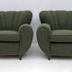 Paire de fauteuils Art Déco en tissu bouclé vert attribués à Guglielmo Ulrich, années 1940