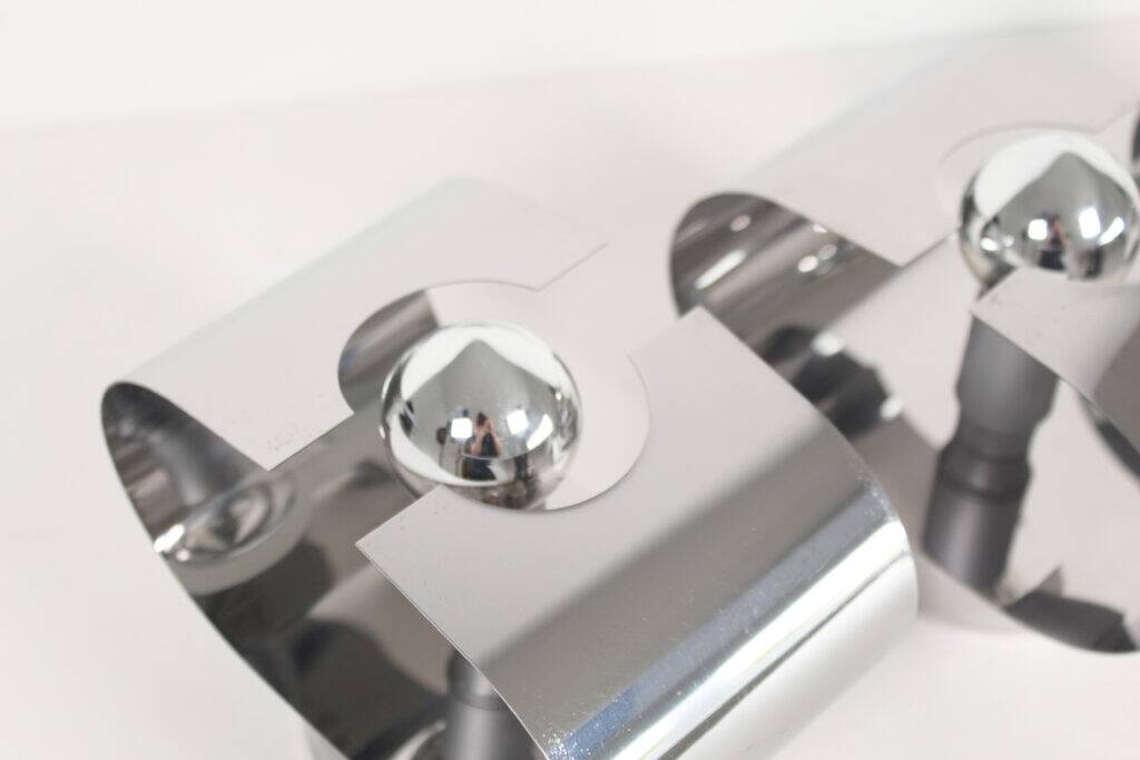 Set (3) of 1980s chrome metal space age wall lamps
