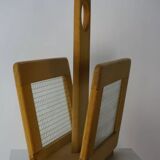 Magazine rack in wood and glass