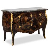 Lacquered chest of drawers with marble top. 1950s.