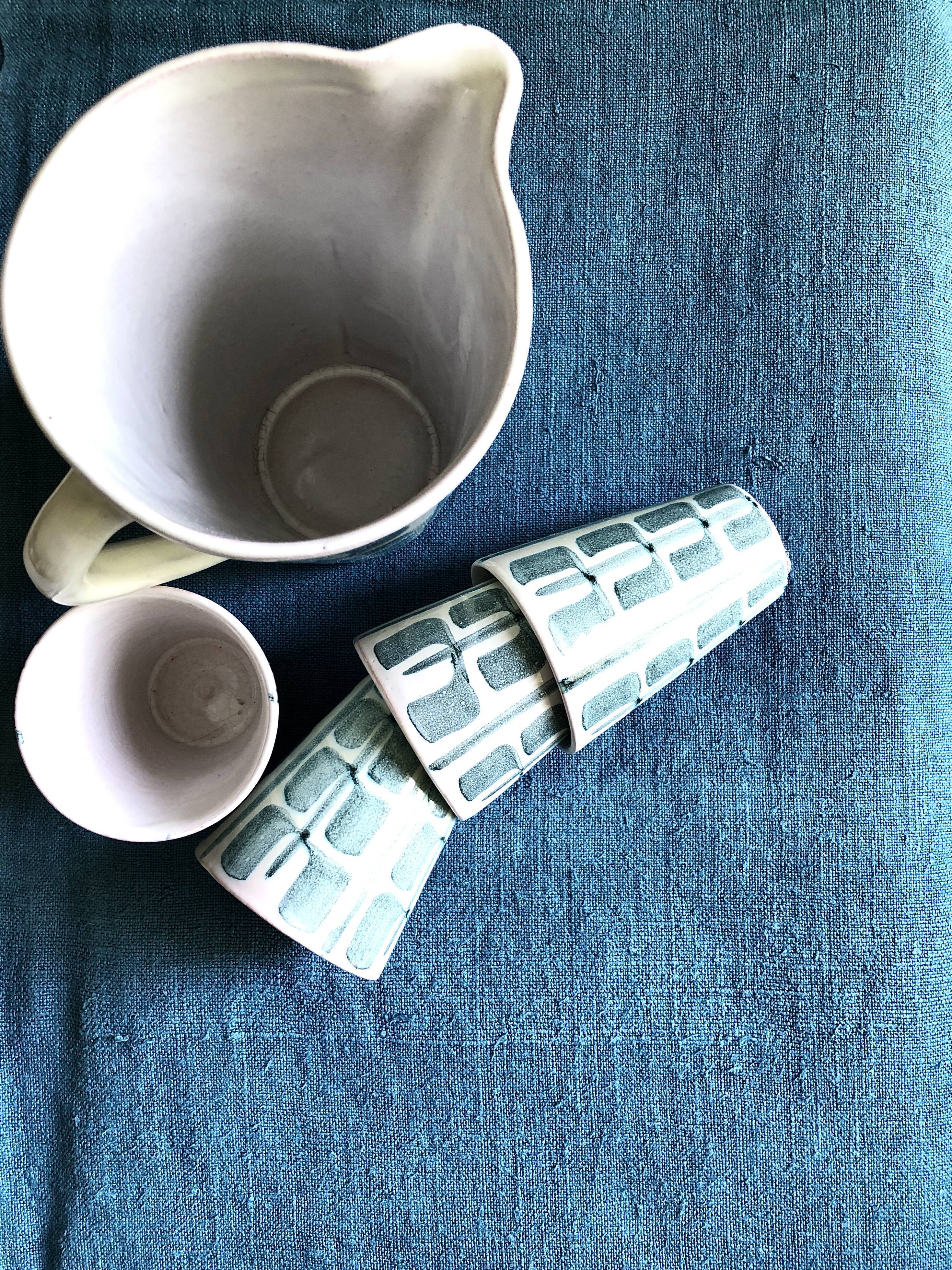 Nappe de vendange en chanvre ancien teint en bleu aquatique