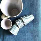 Harvest tablecloth in old hemp dyed in aquatic blue