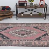 4x7 Pink & Navy Blue Classic Vintage Rug, 134x216Cm