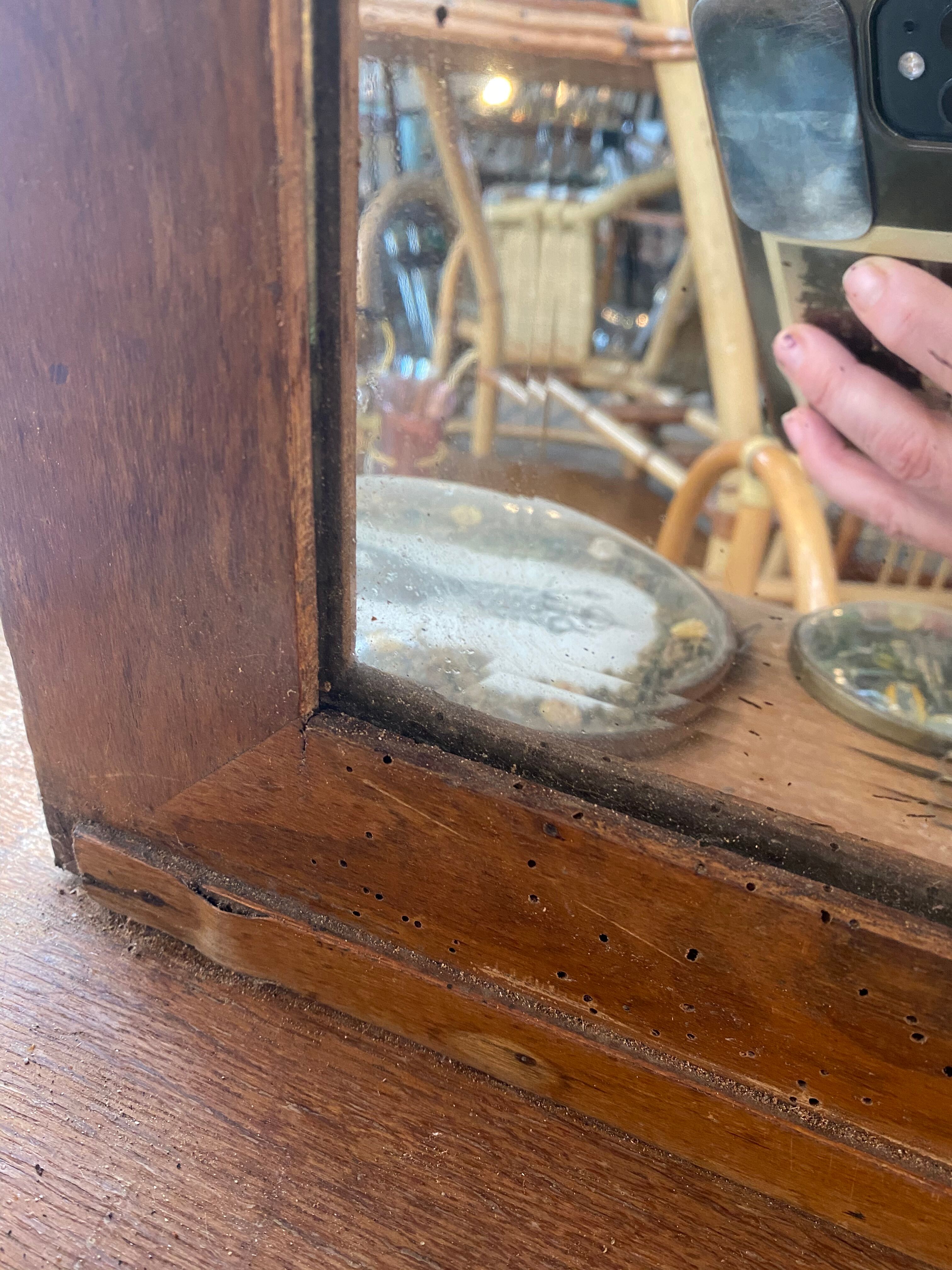 Former beveled mirror and contour wood 72x75cm