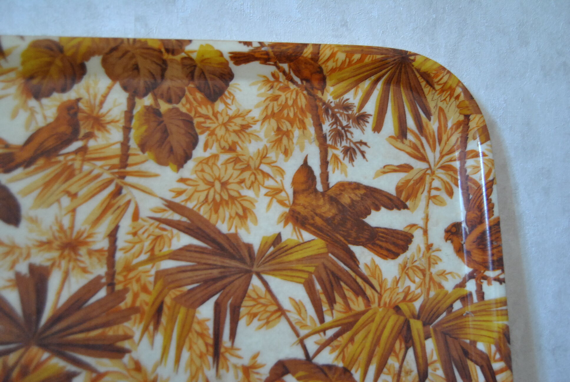 Tray with foliage decoration - 70s - authentic vintage