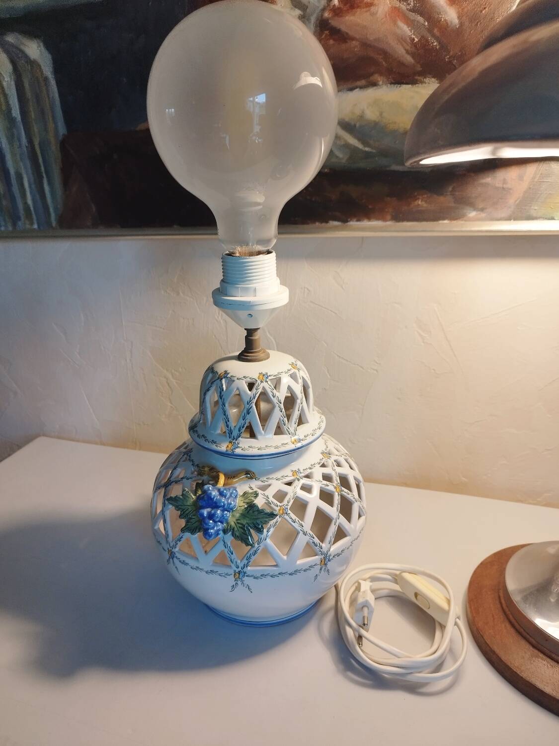 Lampshade with openwork from the Malicorne pottery.