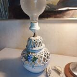 Openwork lamp base from the Malicorne Art pottery