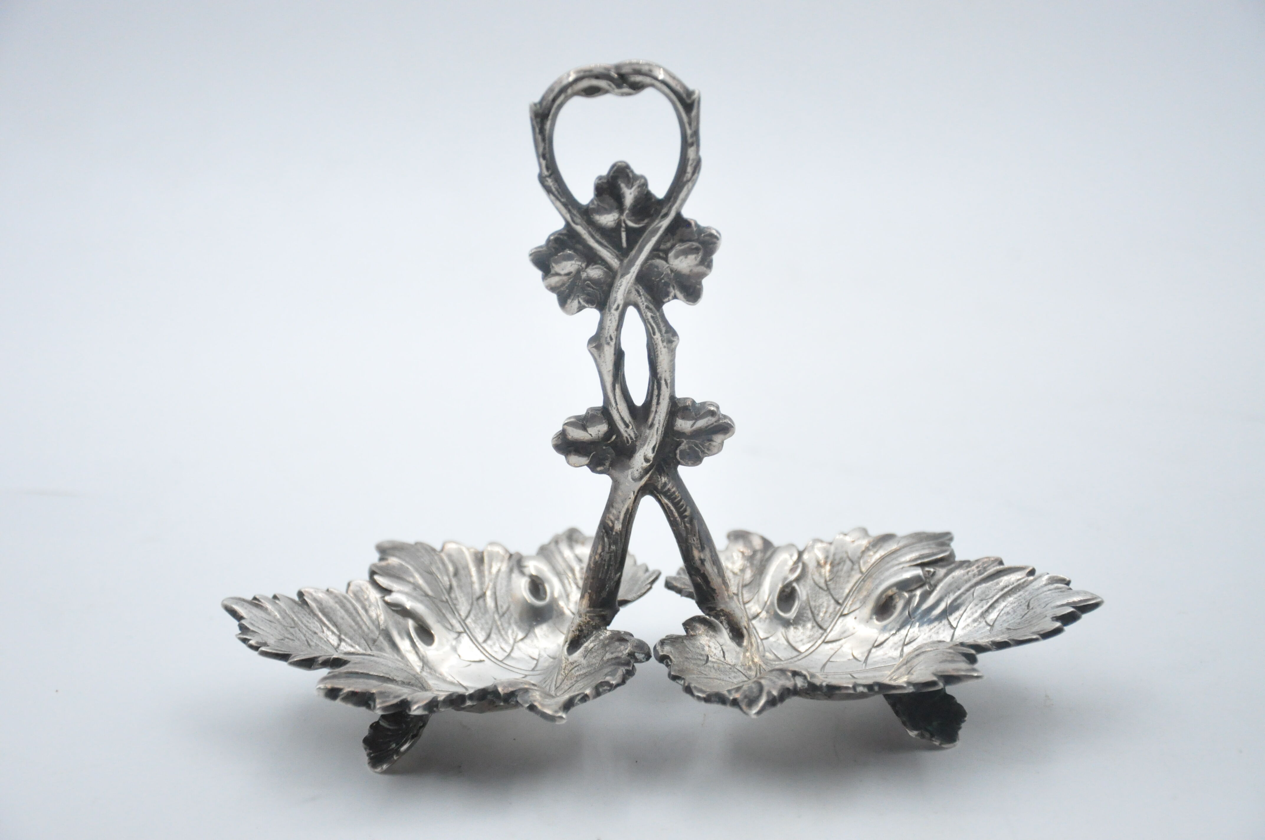 Old solid silver saleron, hallmarks from Spain, art nouveau, collection