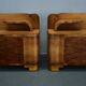 Art Deco bedside tables from the 1930s in walnut finish, Czechoslovakia.