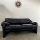 Maralunga sofa designer Vico MAGISTRETTI cassina in vintage midnight blue leather