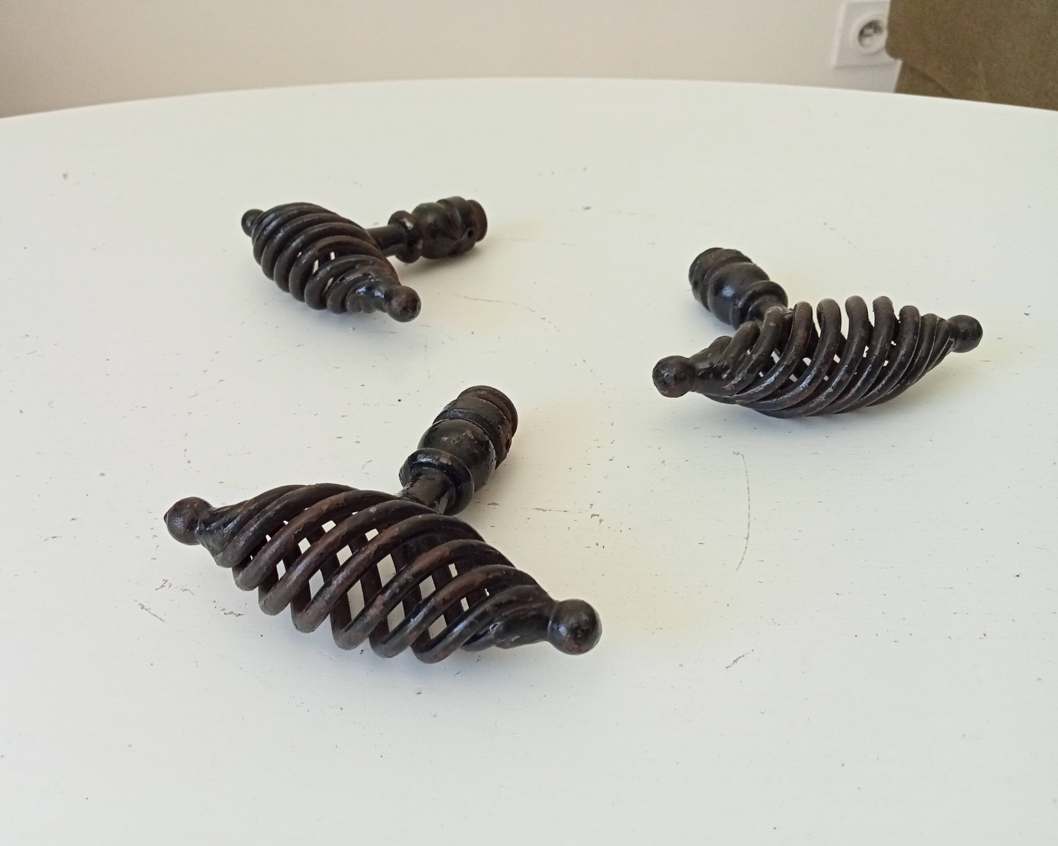 Antique twisted wrought iron door handle