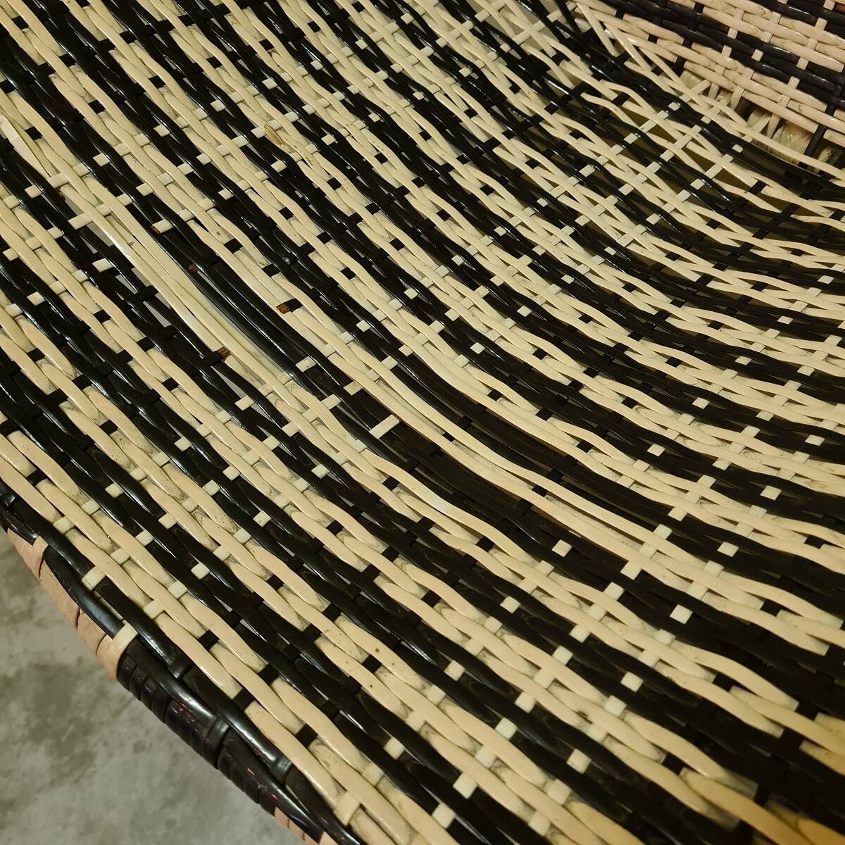 1960s Black and White Woven Round Bucket Chair
