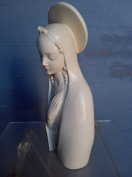 Buste vierge ceramique blanche / ecru ep 1950
