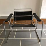Vintage chrome and leather armchair 70/80