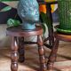 Vintage solid turned wood tripod stool