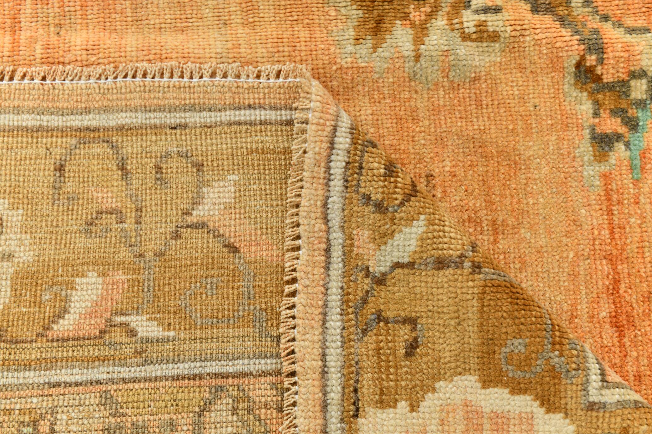 7x10 Peach & Brown Classic Persian Rug, 204x313Cm