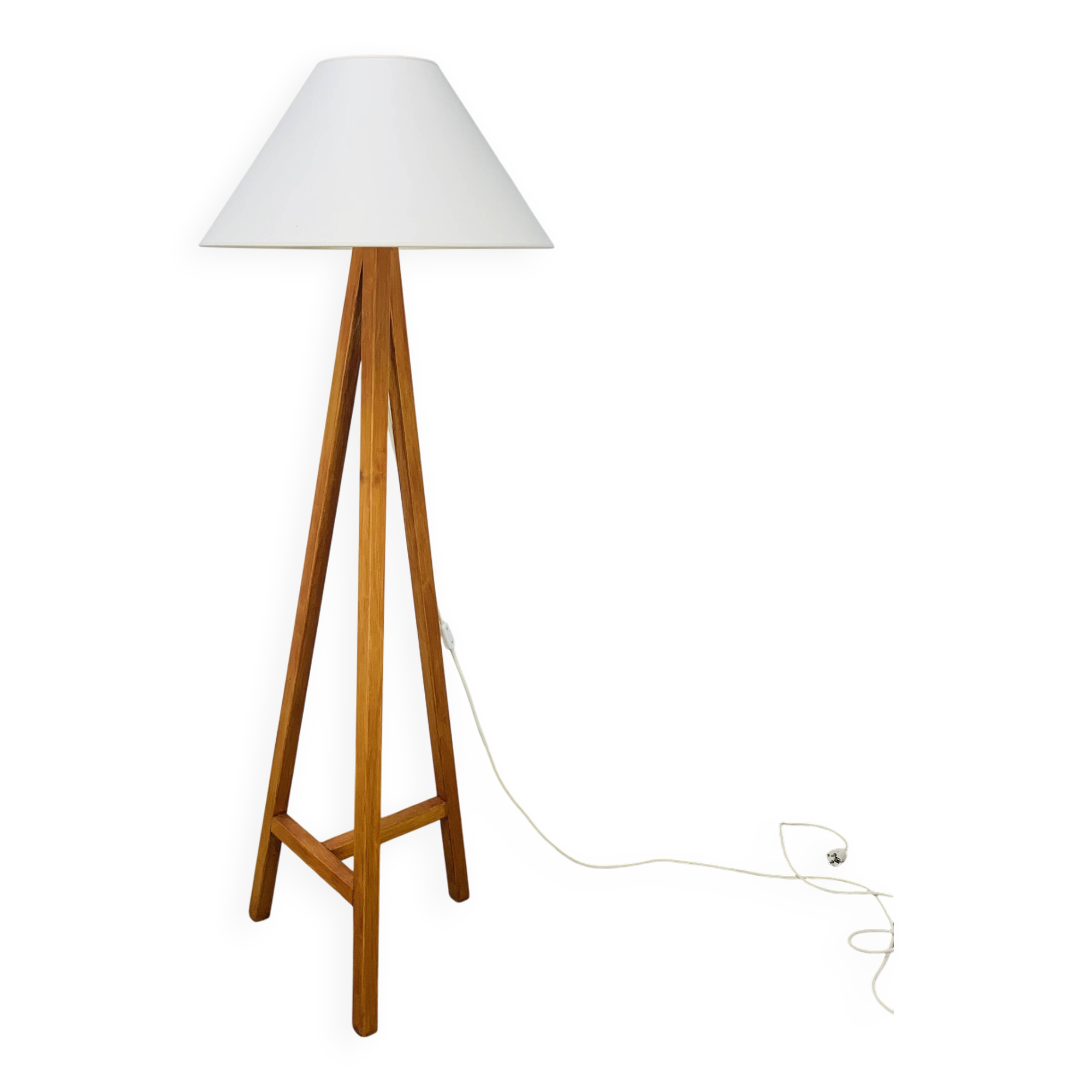 Lampadaire tripode bois, années 80