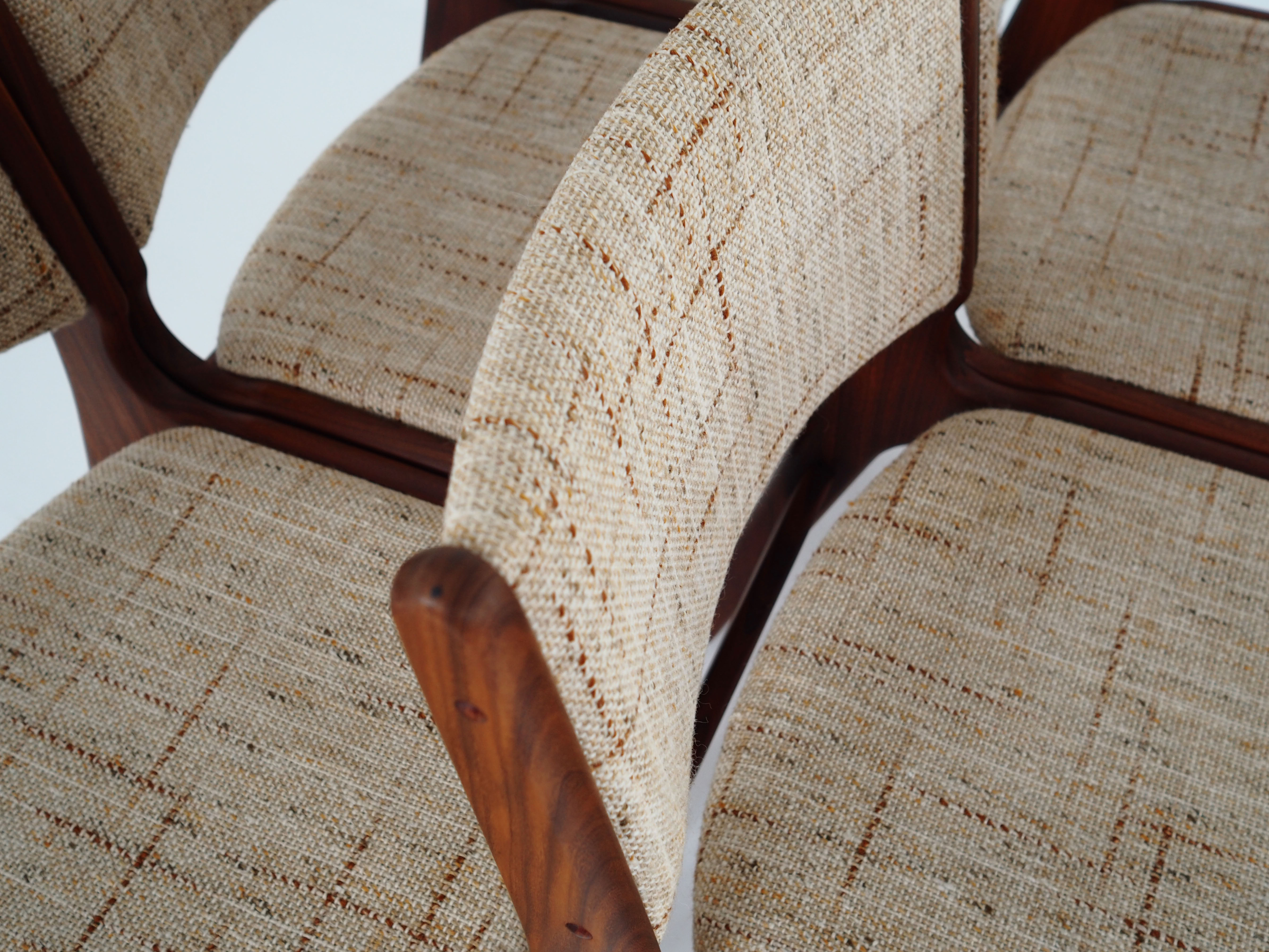 Six chairs by Henning Kjaernulf design, 70s design