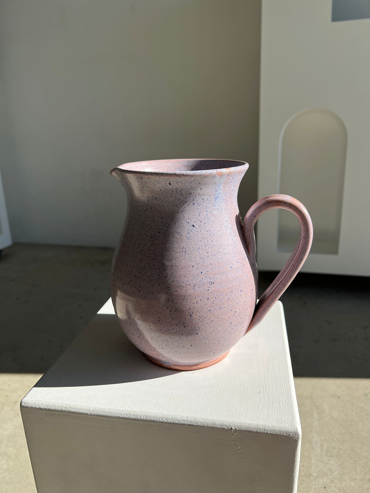Vintage purple carafe with field flower patterns H:20cm