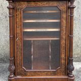 Victorian music cabinet or display case in burr walnut, late 19th century