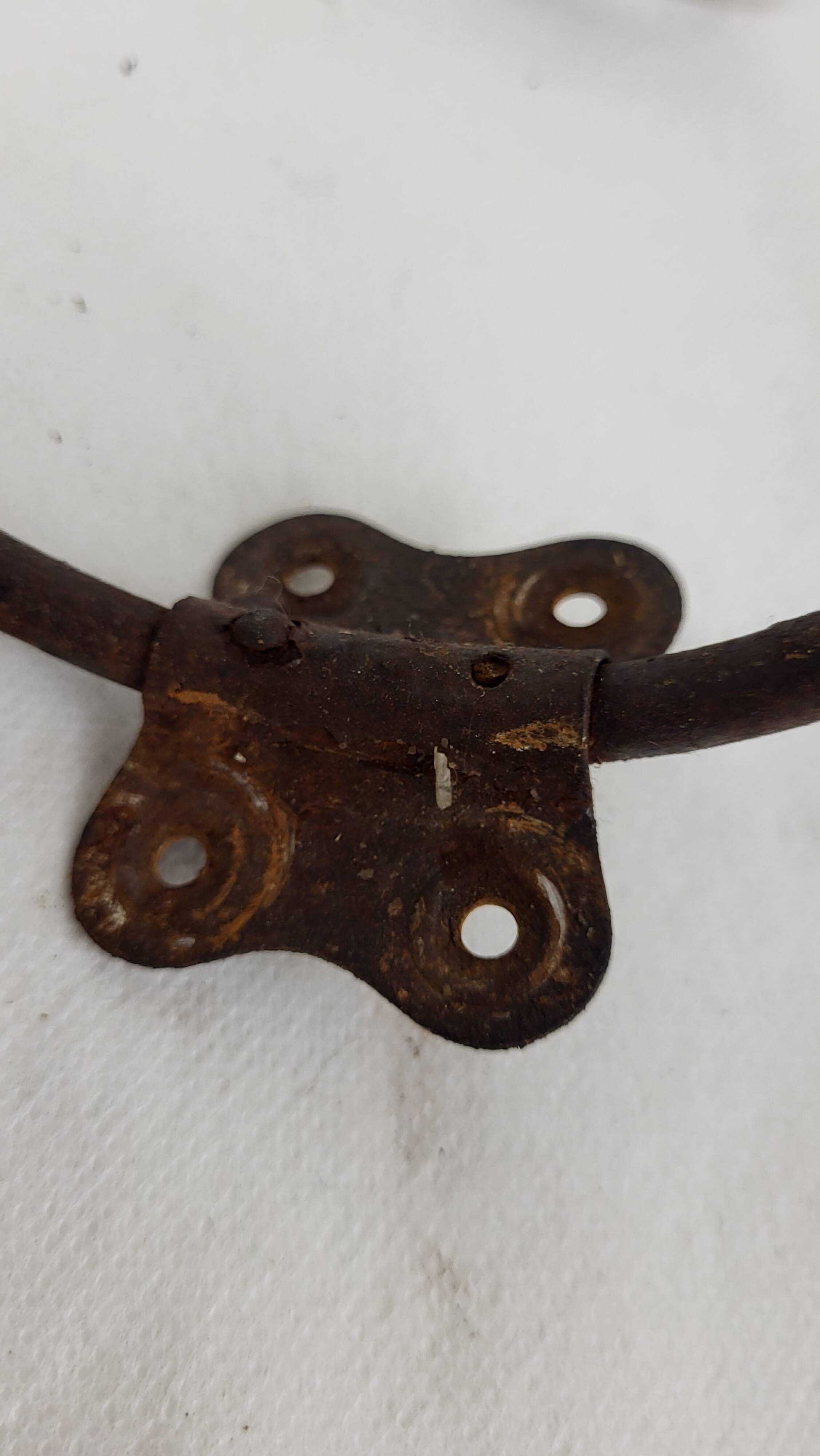 2 wooden & metal coat hooks 1900