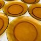 Set of 7 Duralex amber plates