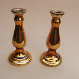 Pair of equalized candle holders with silvering, mixed gilding