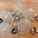 Suspension cascade with five globes and chrome metal / vintag years 60-70