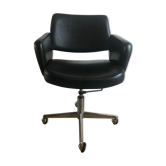Skaï black desk armchair circa 1970