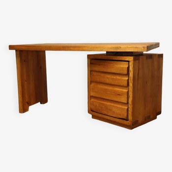 Vintage modernist desk in solid pine, 1960s