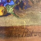 Old painting, still life with flowers, signed Marie Piat (1880-1977)