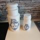 Set of 2 pot opaline coffee ground apothecary style 1970