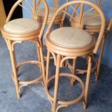 4 high bar stools in rattan vintage ep 1980