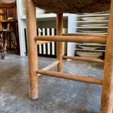 Wood and straw stool