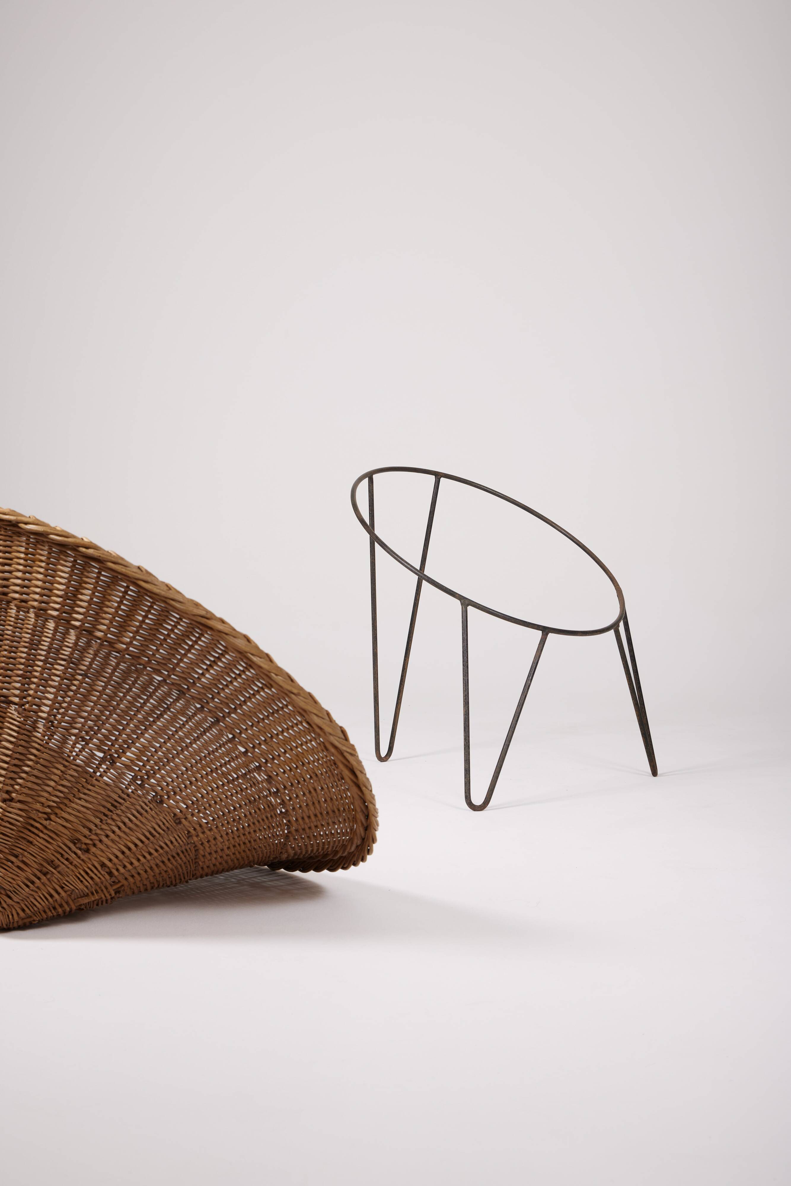 Rattan basket armchair, 1970s