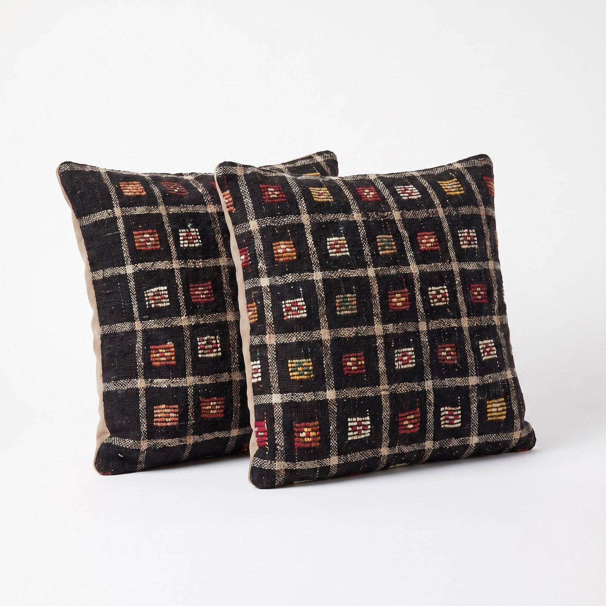 Set of 2 vintage kilim cushion covers 61x61 cm