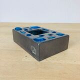 Decorative metal box and blue glass