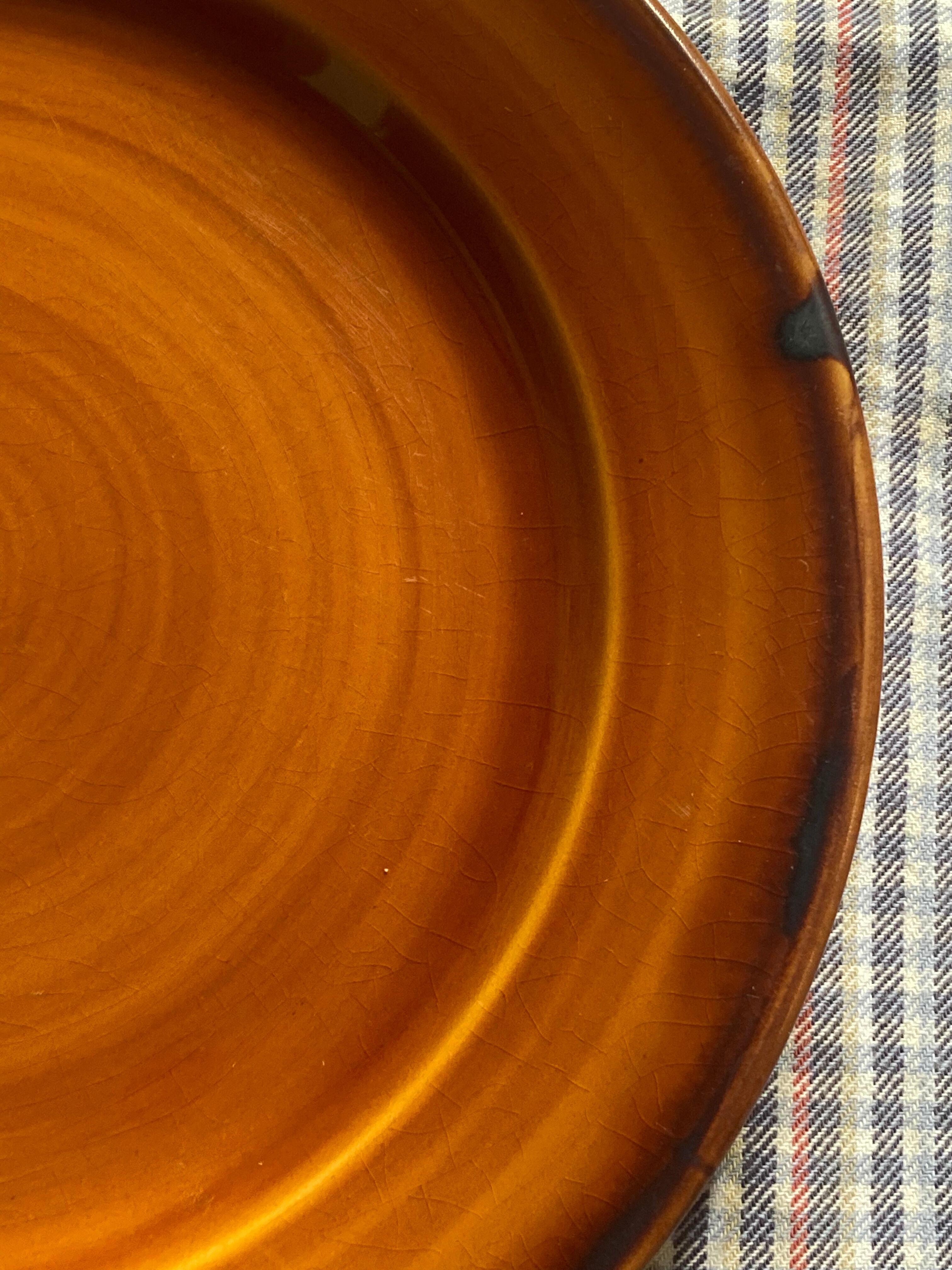 7 flat plates in earthenware Saint Clément vintage brown