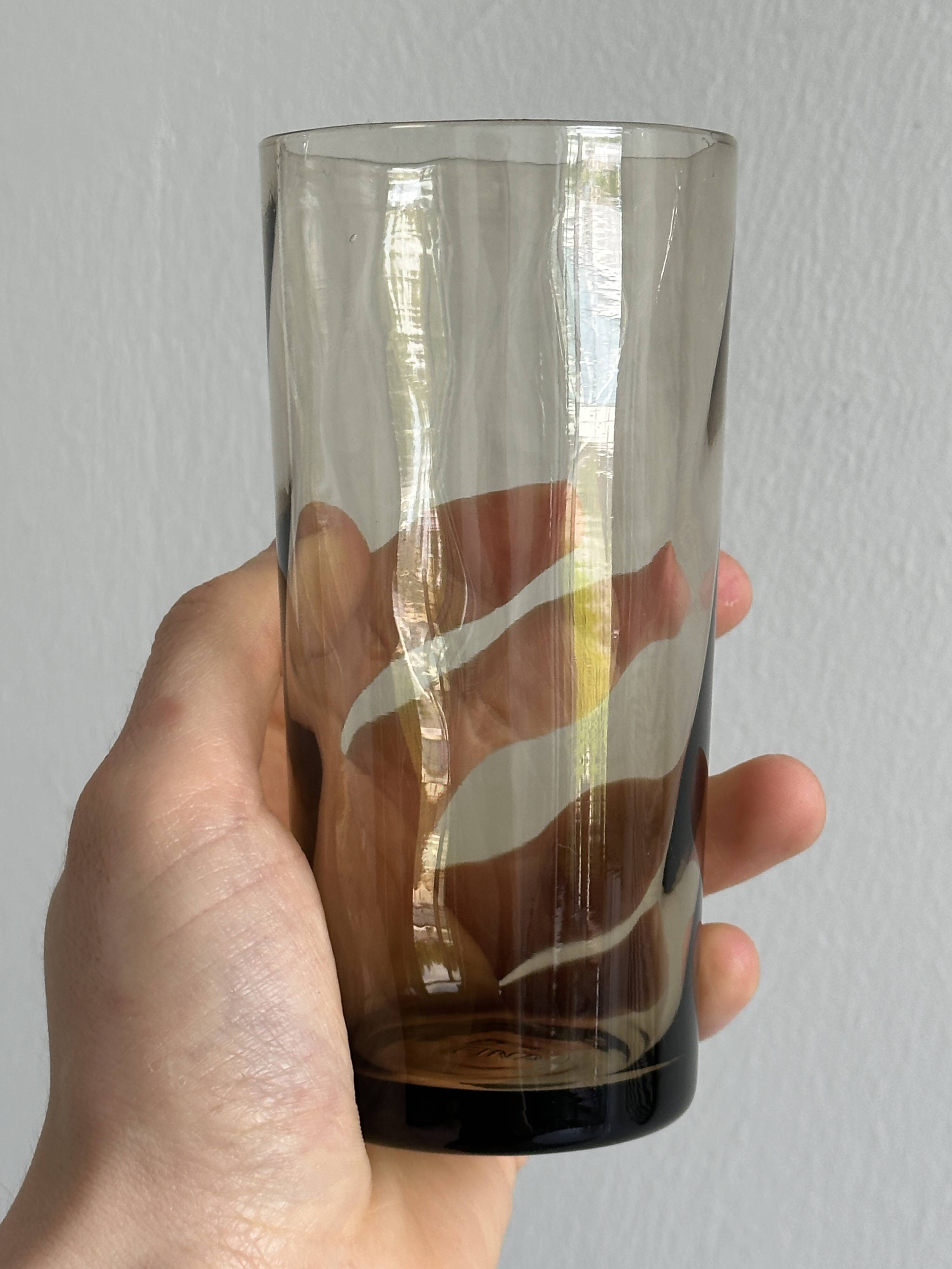 5 Luminarc France smoked water/orangeade glasses.