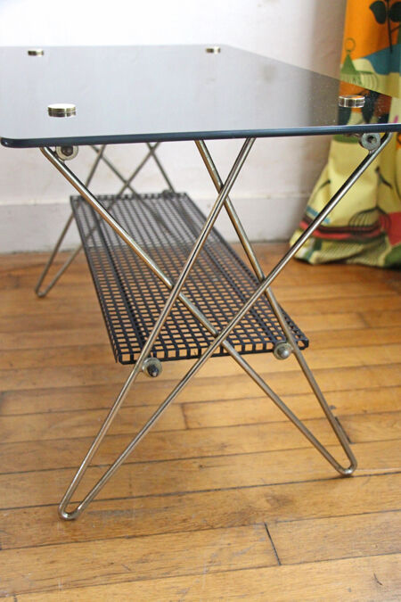 Glass and brass coffee table