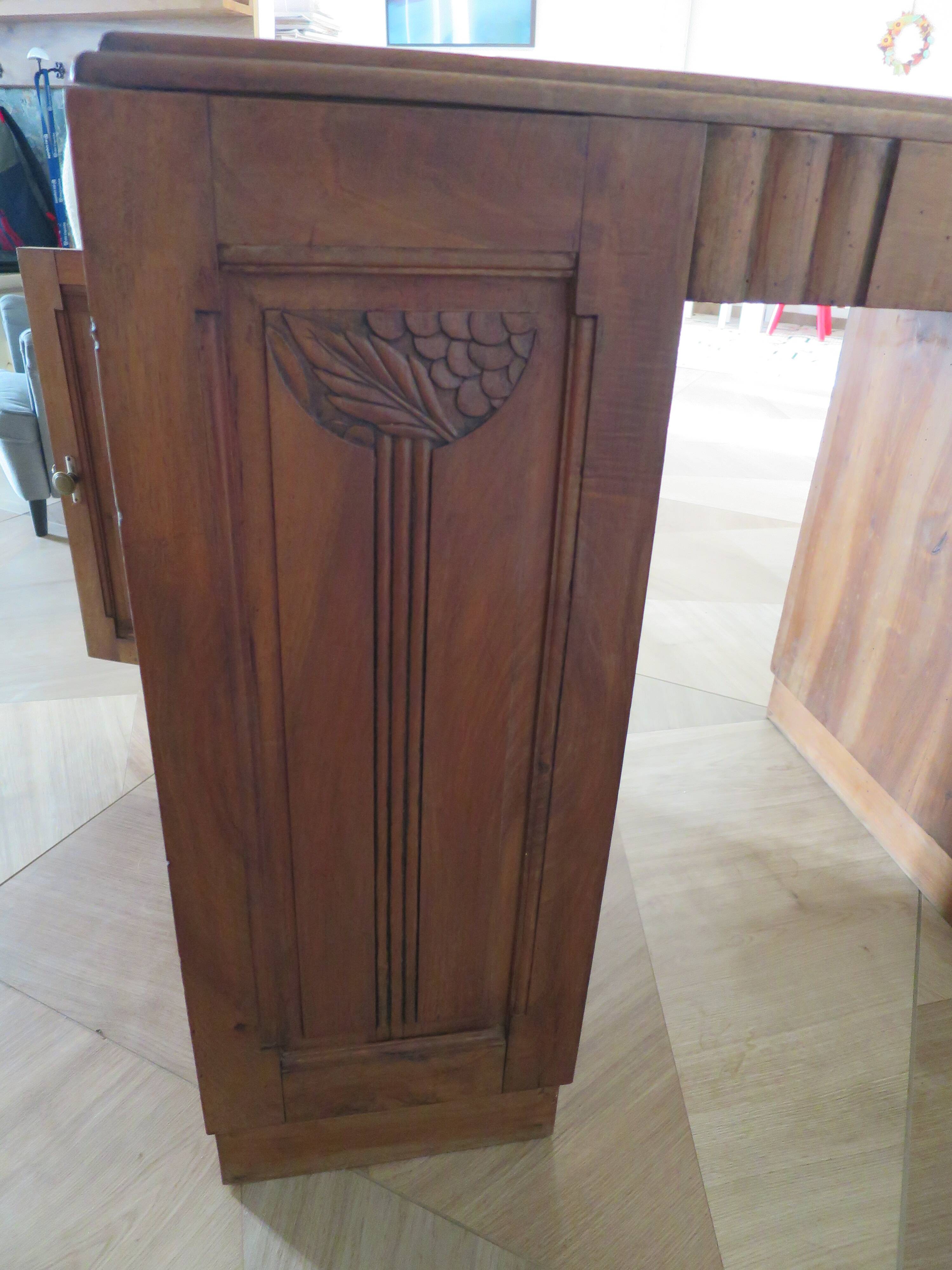 Vintage Art Deco schoolmaster's desk - double-sided - solid wood - 1940s/50s