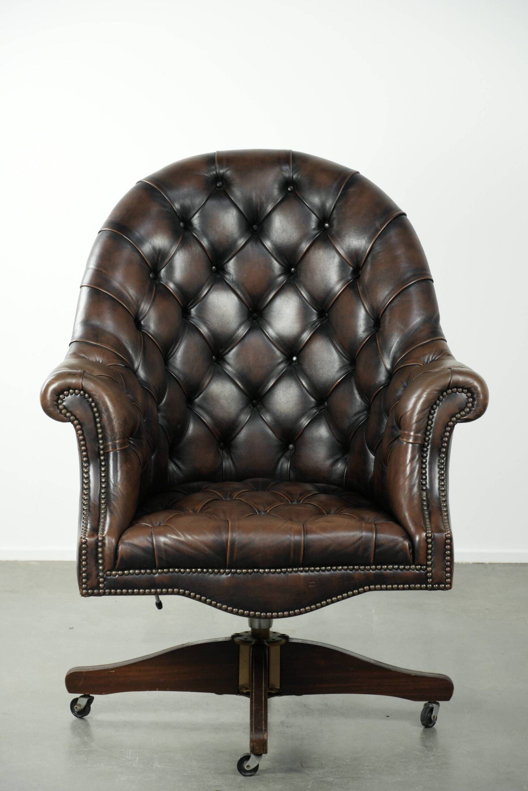 Vintage Chesterfield office chair with decorative nails in English style