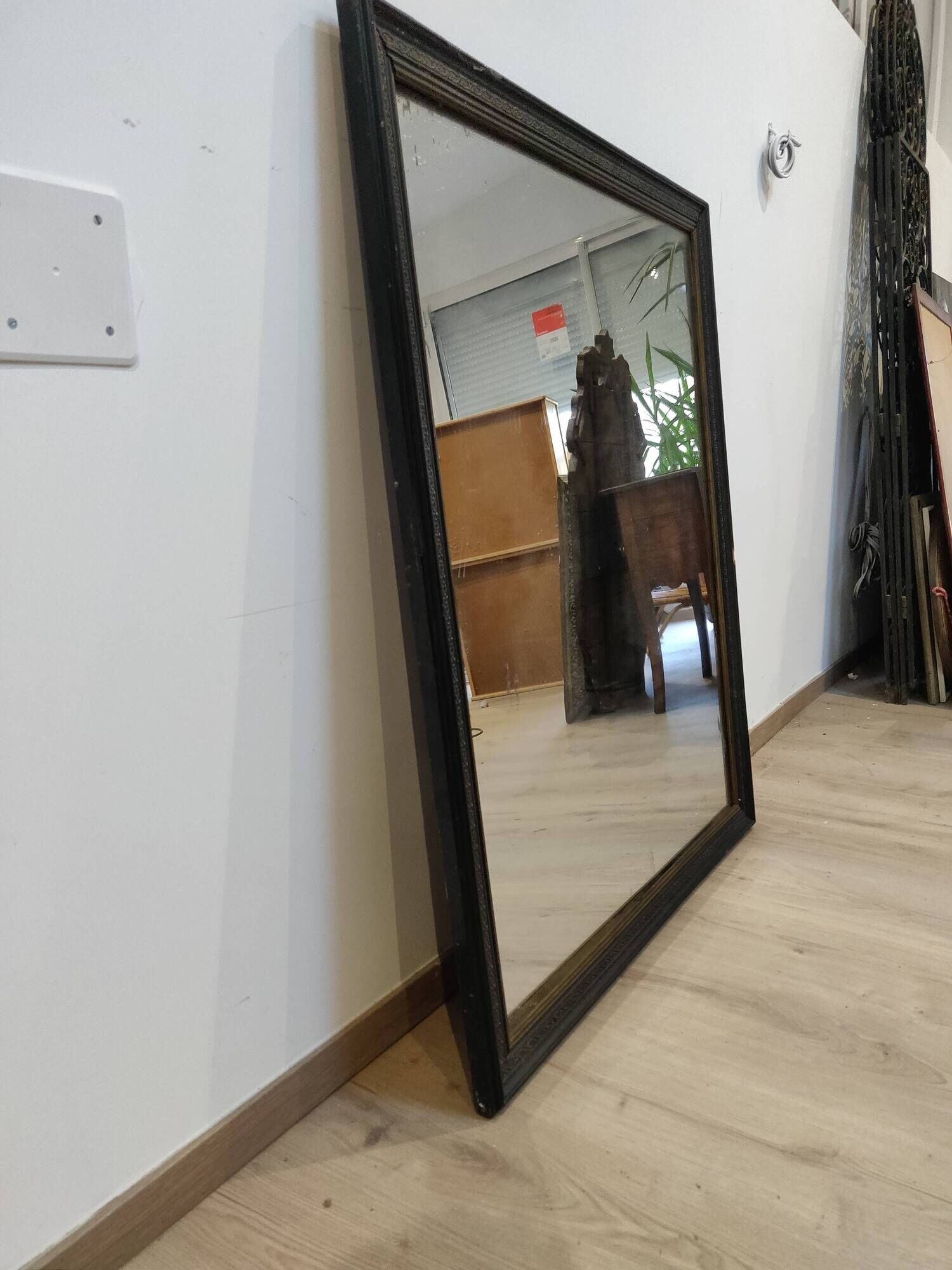 Mirror in black molded wood 109x93 Napoleon III era
