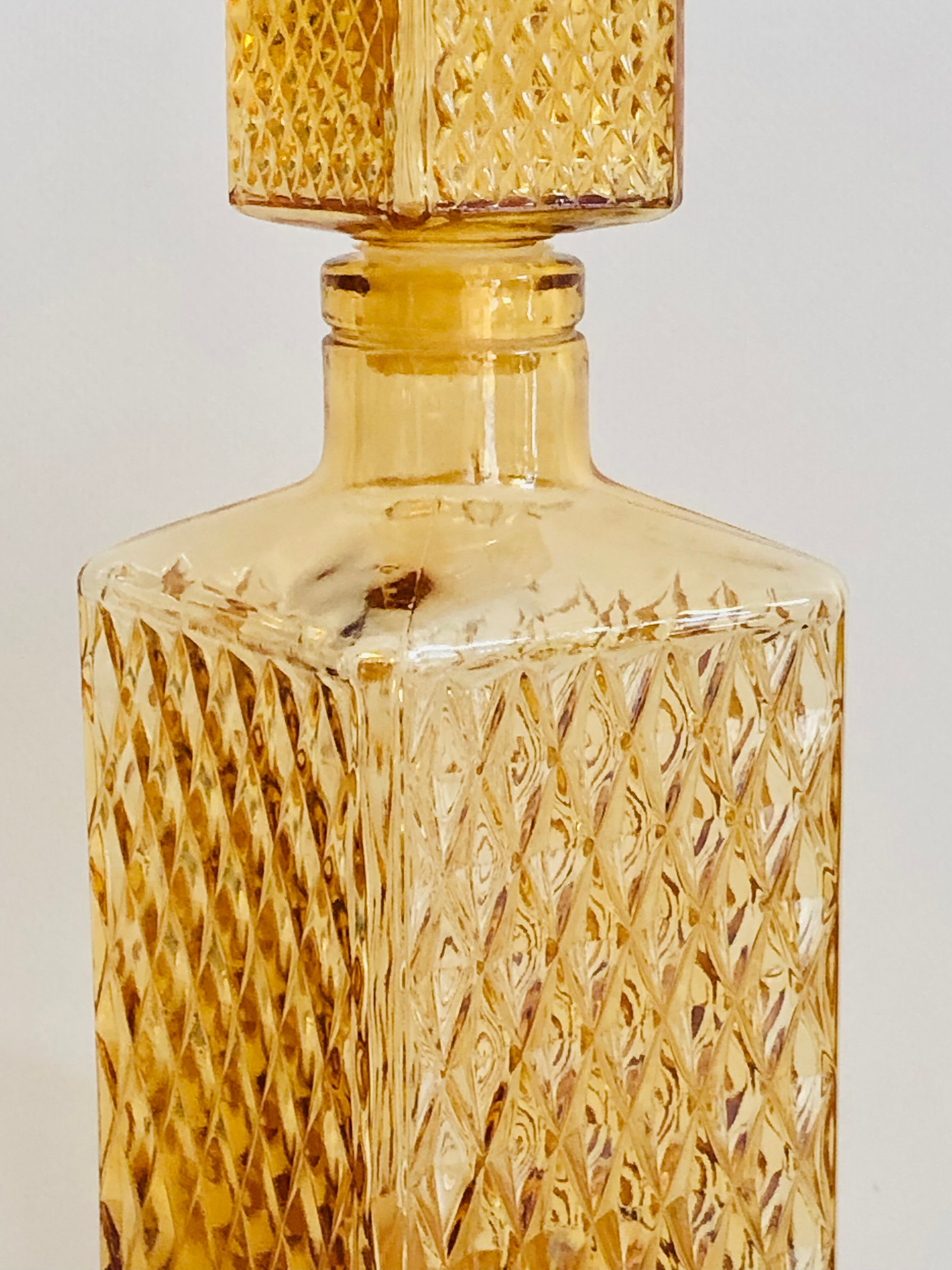 Vintage smoked glass whiskey decanter