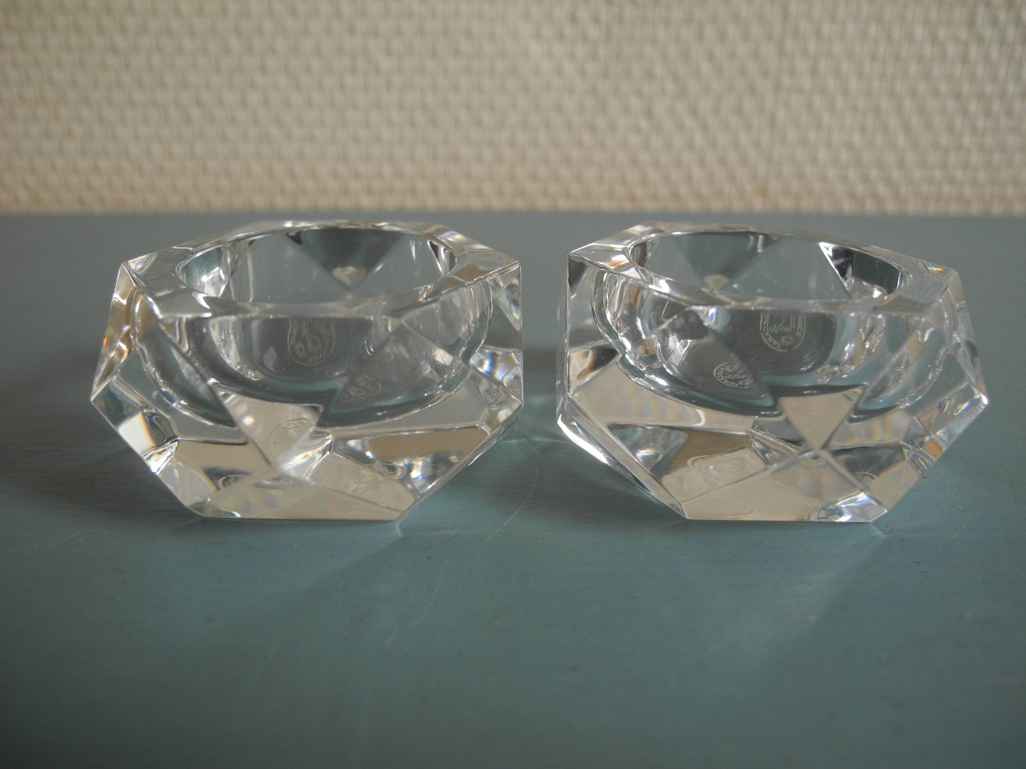 pair of salt shakers Baccarat art table vintage crystal salt shakers
